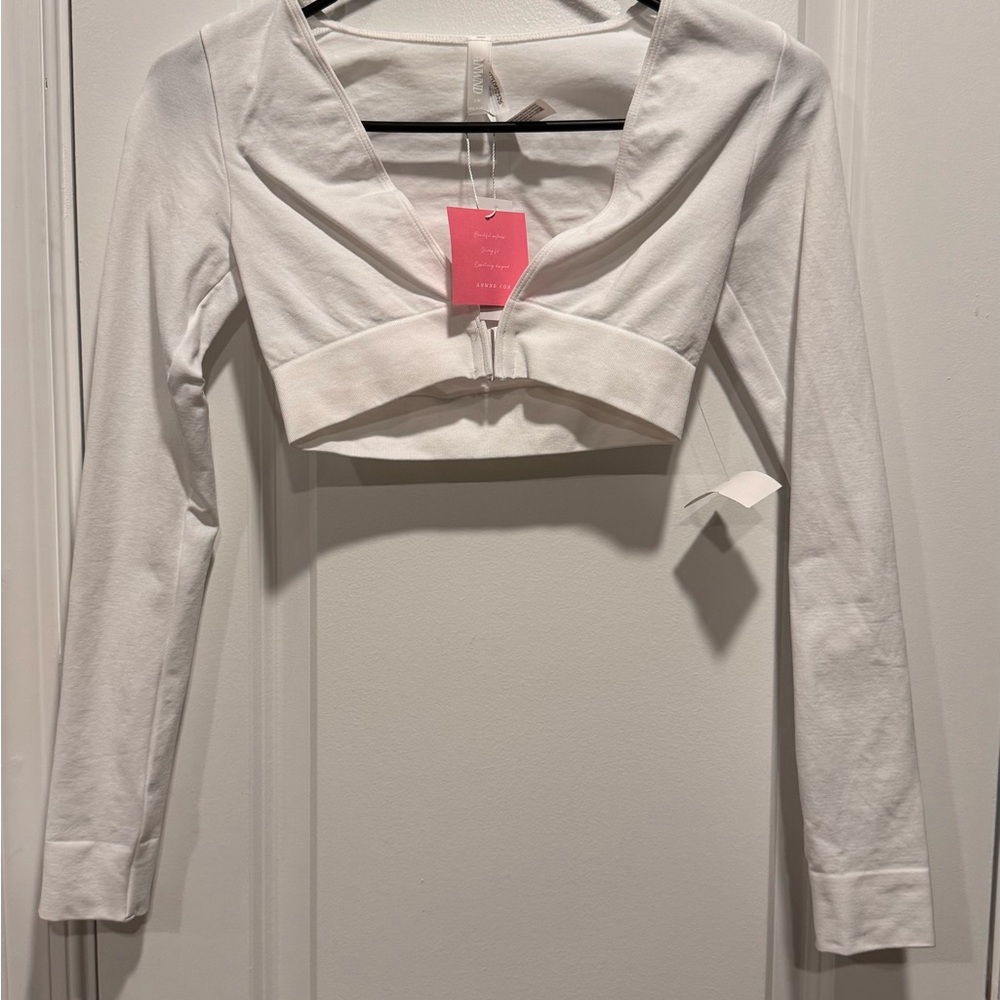 White Long Sleeve Crop Top